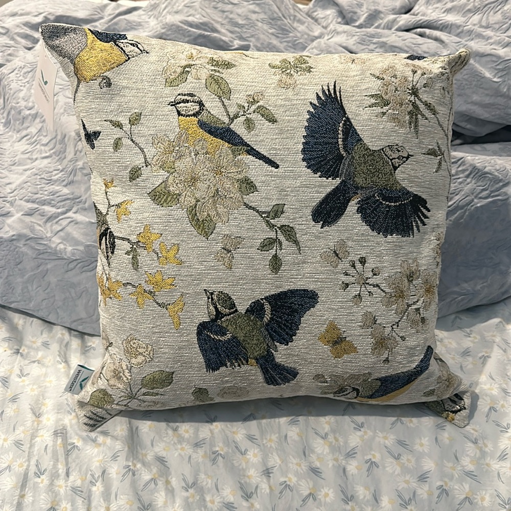 Bird feather stuffed spring pillow!